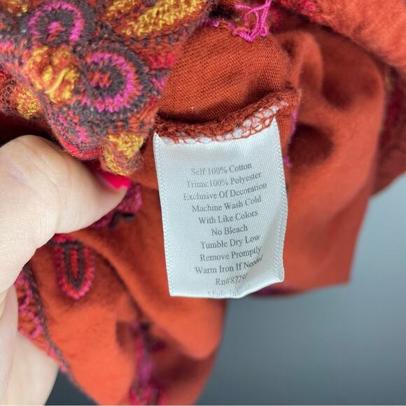 Johnny Was Rust Embroidered Top Size XS - Picture 3 of 4